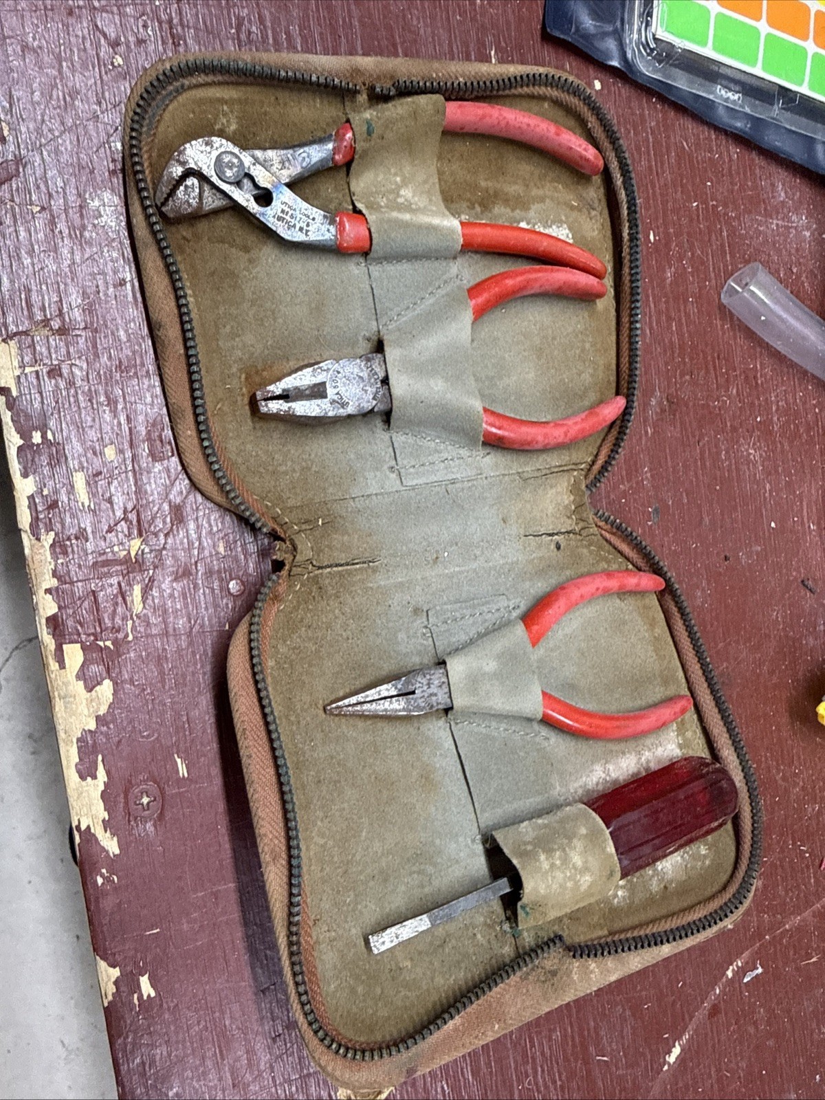 Vintage Utica Tool set (4) with Leather Case.