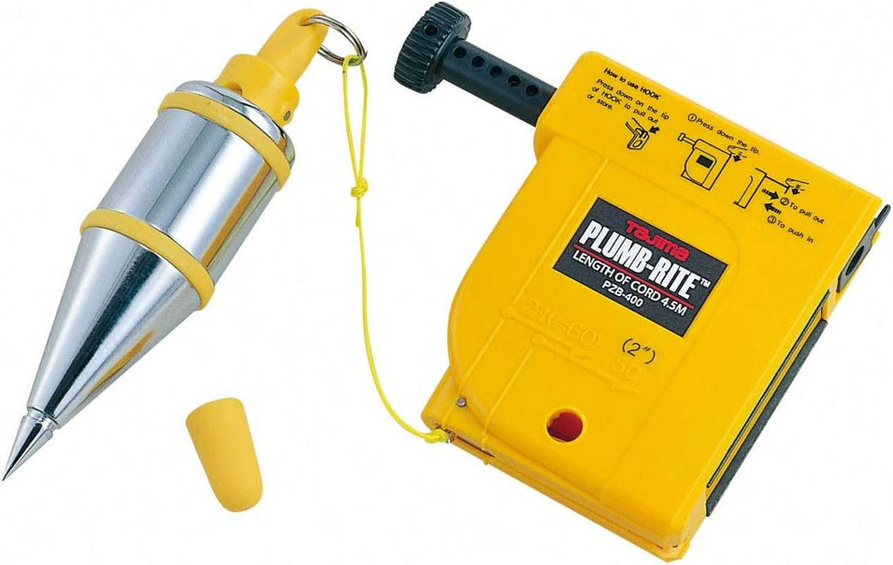 Plumb Bob Setter – 14 Oz (400G) Magnetic Plumb-Rite with 14.5 Ft Auto Recoil Cor