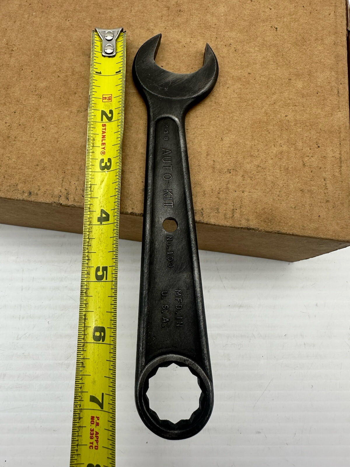 Vintage Auto-Kit No 100 Forged Controlled Steel Wrench Combination 7/8 3/4 USA