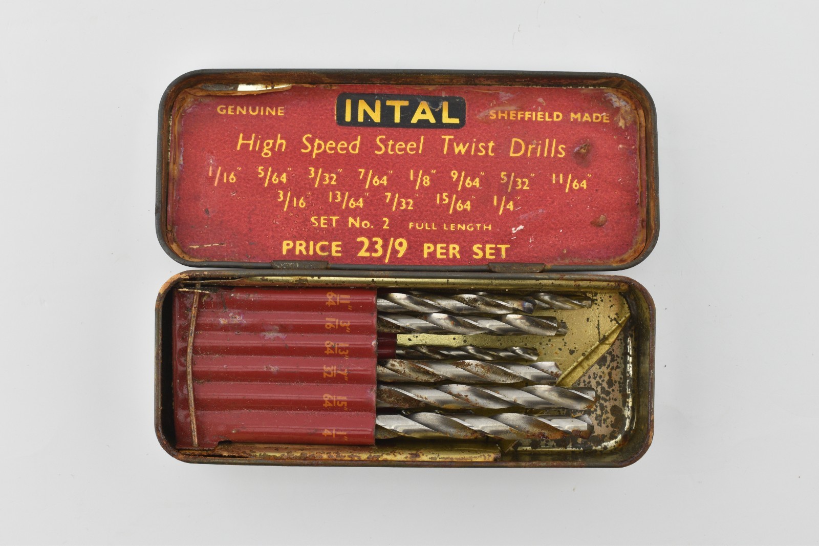 Vintage Intal Tin High Speed Steel Twist Drills No. 2 11 of 13 Bits