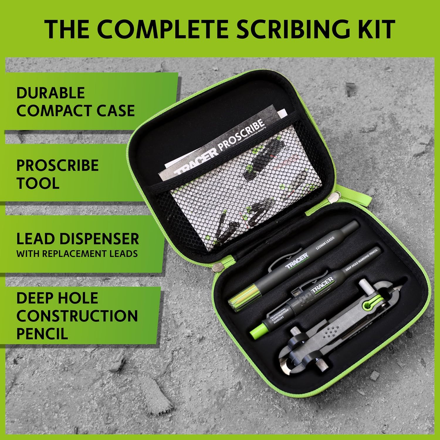 Proscribe Professional Woodworking Scribe Tool Set with Lead Refills & Case