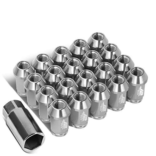 7075 Aluminum M12 x 1.5 20Pcs L: 40mm Open End Lug Nut 1.5-Inch Silver