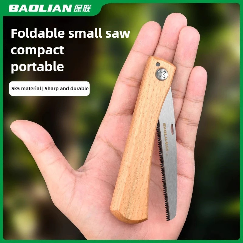 Mini Folding hand-operated Saw Non-Slip Wooden Handle Pull Foldable Saw Flush…