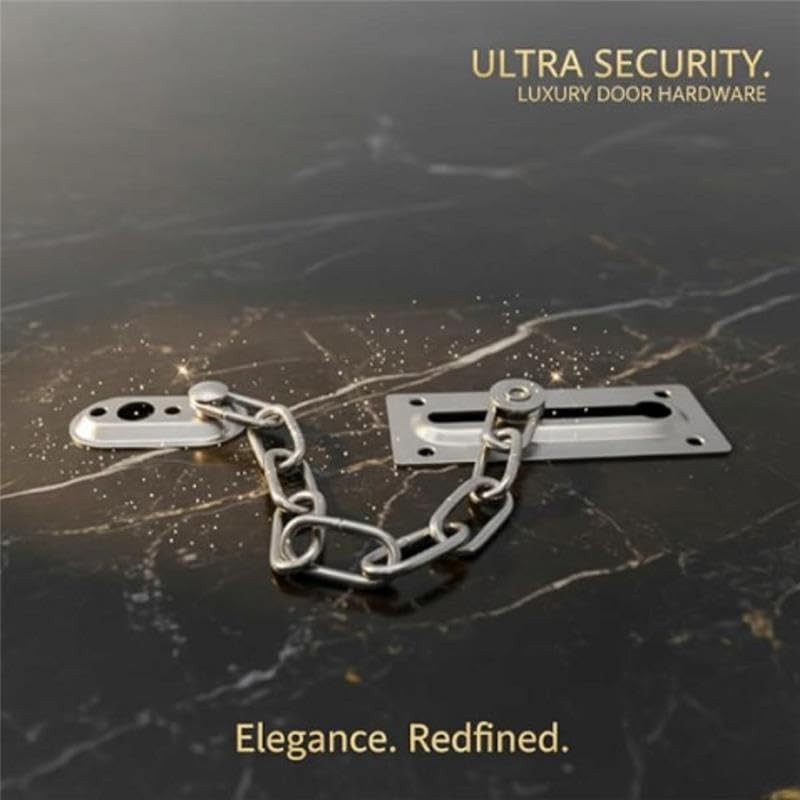 Gadgetime USA Satin Nickel Door Chain Guard – Heavy-Duty Solid Brass Silver