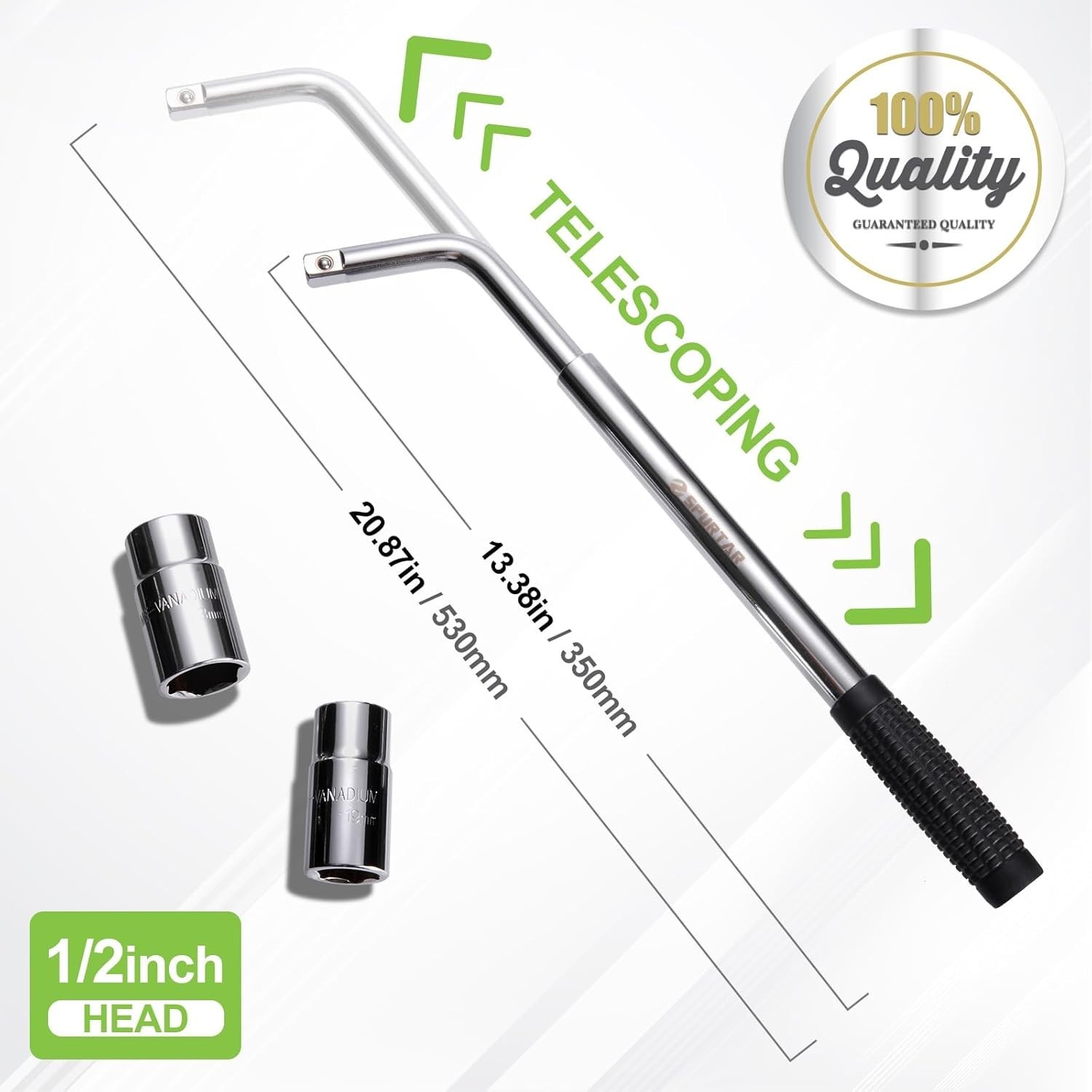 Spurtar Telescoping Lug Wrench Extendable Wheel Brace Lug Nut Wrenchs Tire Repai