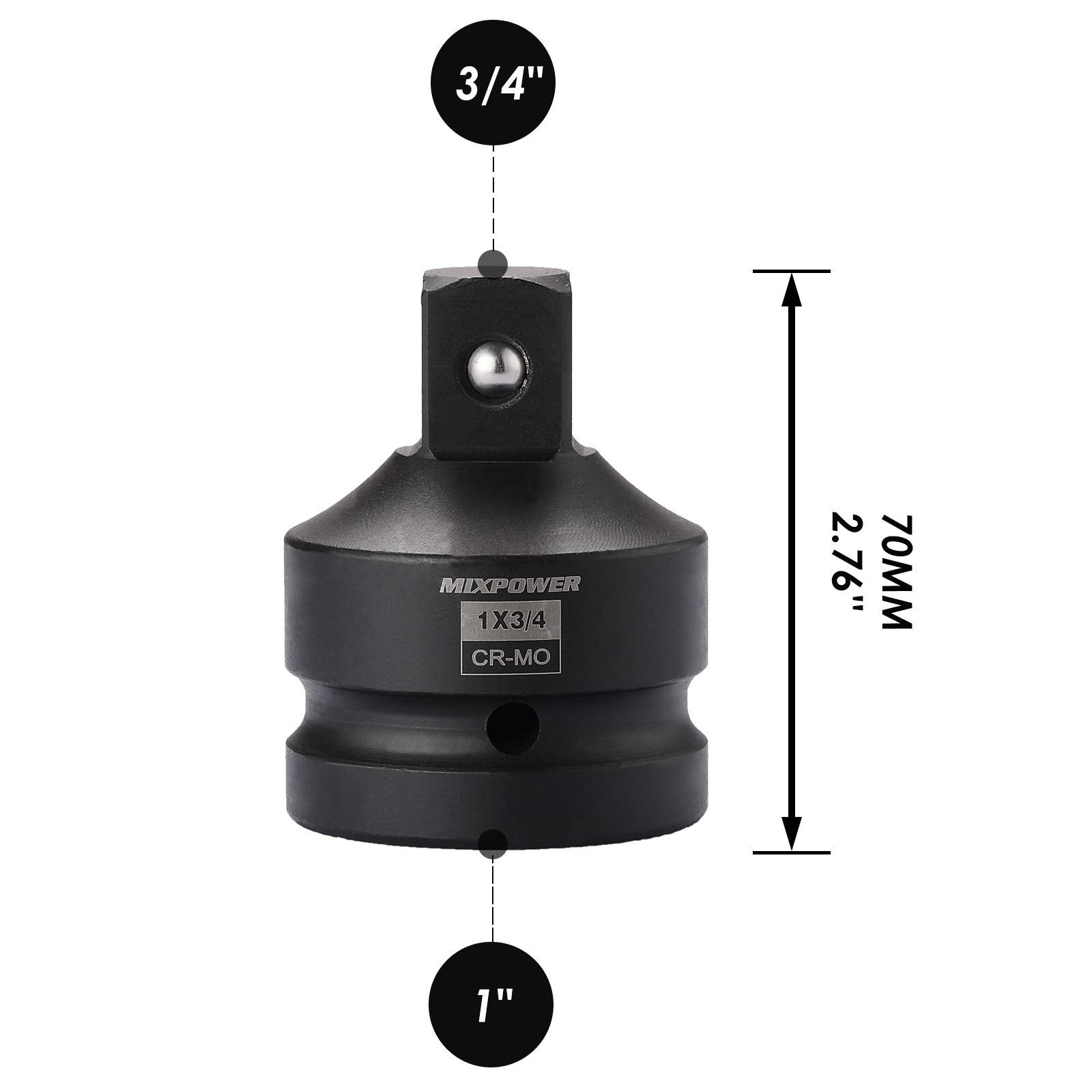 MIXPOWER 1-Inch Drive (F) to 3/4-Inch (M) Impact Socket Adapter and Reducer, Chr