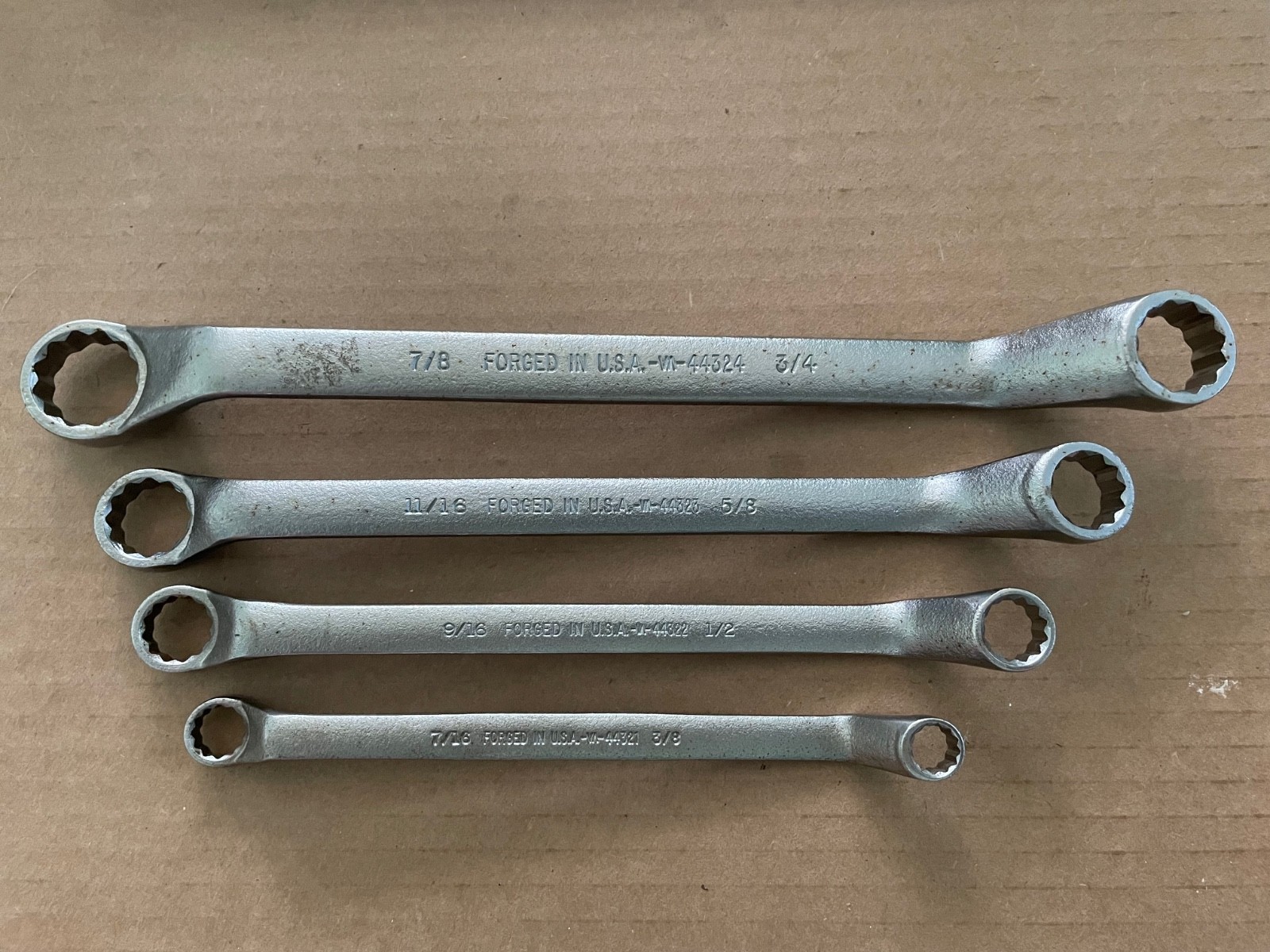 Vintage CRAFTSMAN 12 Point Offset Box End Wrench 4pcs FORGED USA 3/8″ to 7/8″
