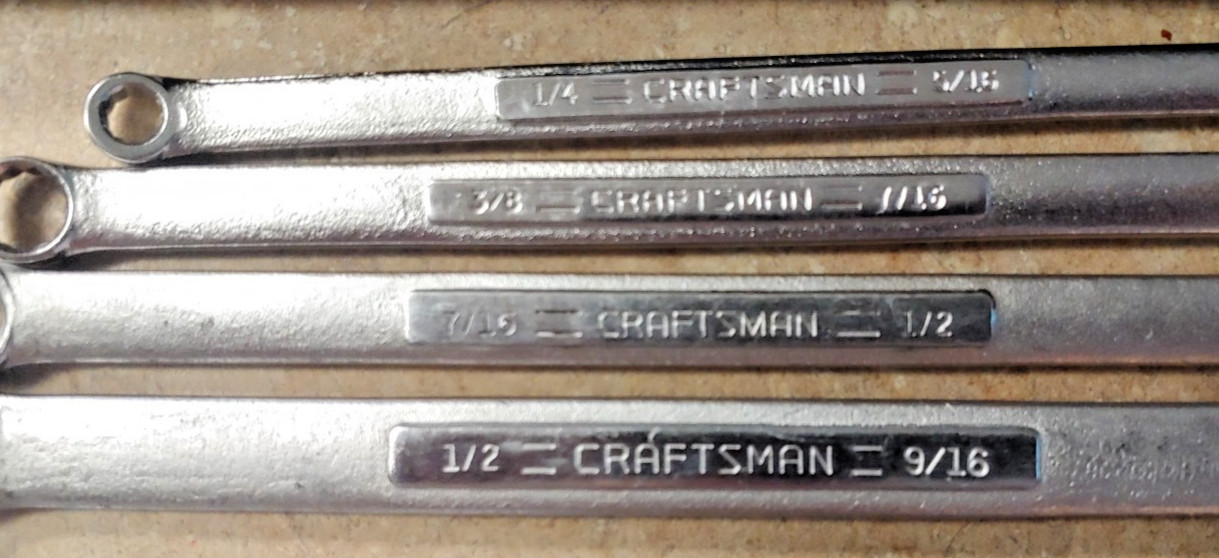 Craftsman ¼” to 1¼” Double Box-end wrenches -V-VV- w/org. case 10 Pcs. 94483 USA