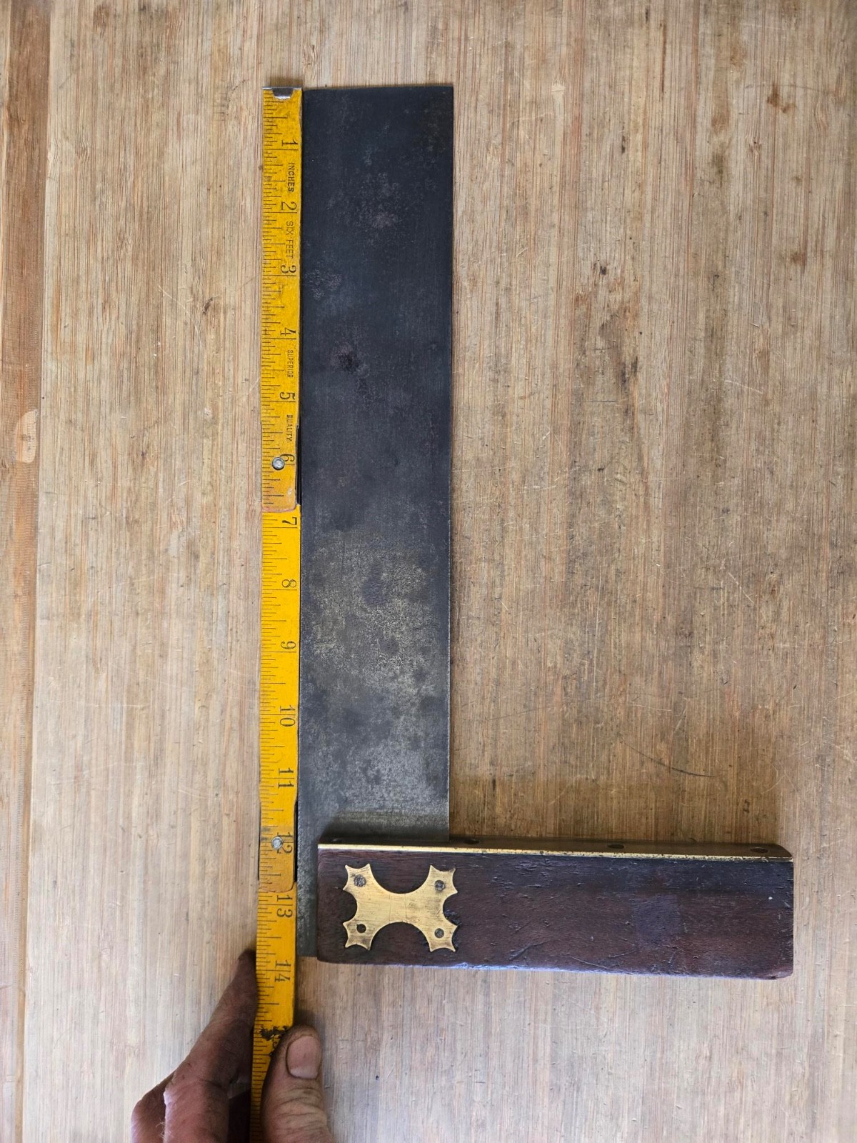 Antique 13 3/4″ x 2 3/8″ Square Rosewood & Brass *Early & Collectable