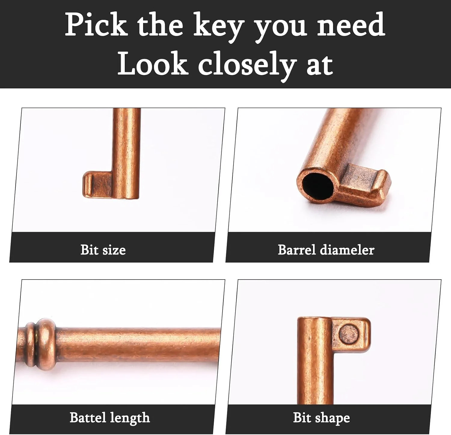 Universal Antique Brass Skeleton Keys – Ideal for Restoring Vintage Furniture