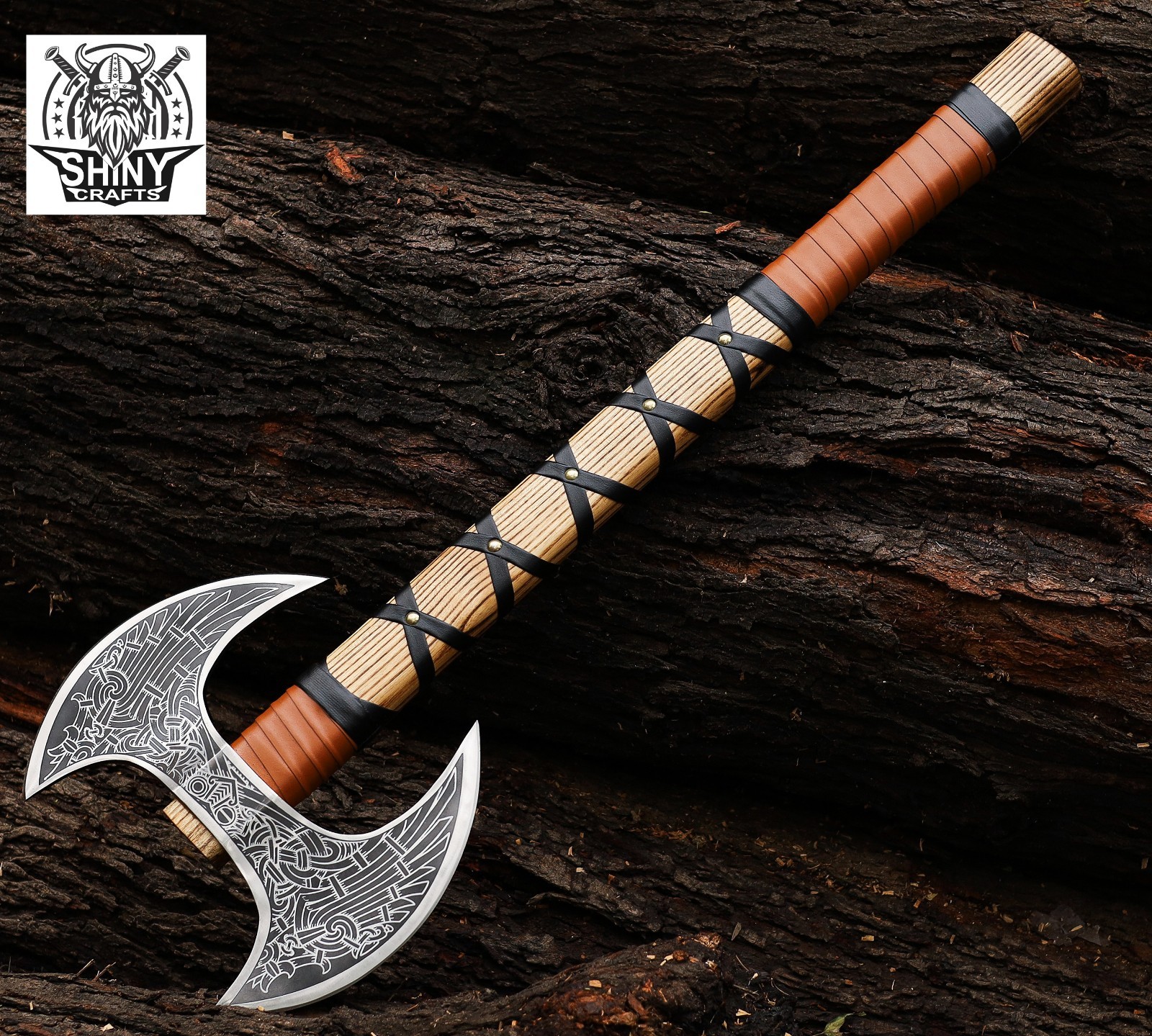 27″ Camping Axe Tomahawk Viking Bearded Axe Chirstmas Gifts Odin’s axe SCA-13-A