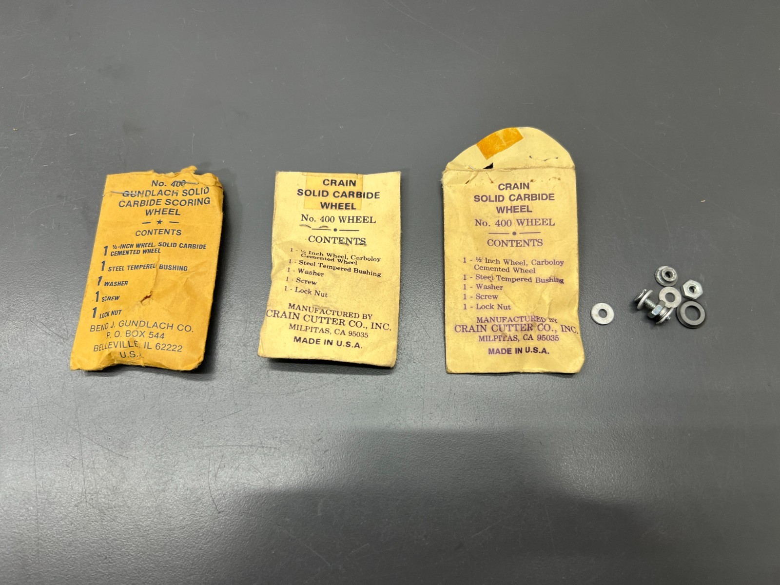 NOS CRAIN SOLID CARBIDE No. 400 1/2″ CUTTING WHEEL – SET OF 3 – MADE IN USA