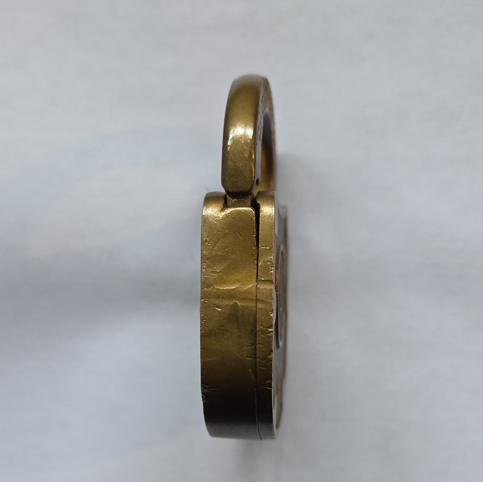 Brass Oval Padlock with Closed Shackle Loop Keyhole (No Key)