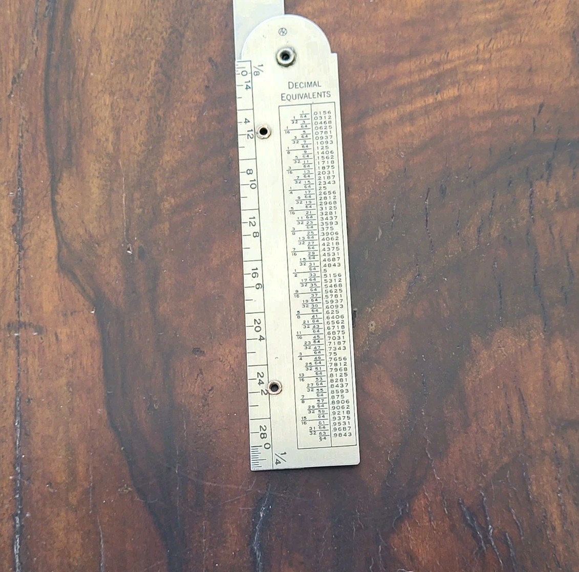 The Executive Pocket Pal Stainless Steel Folding Rule Tool/Decimal Equivalents