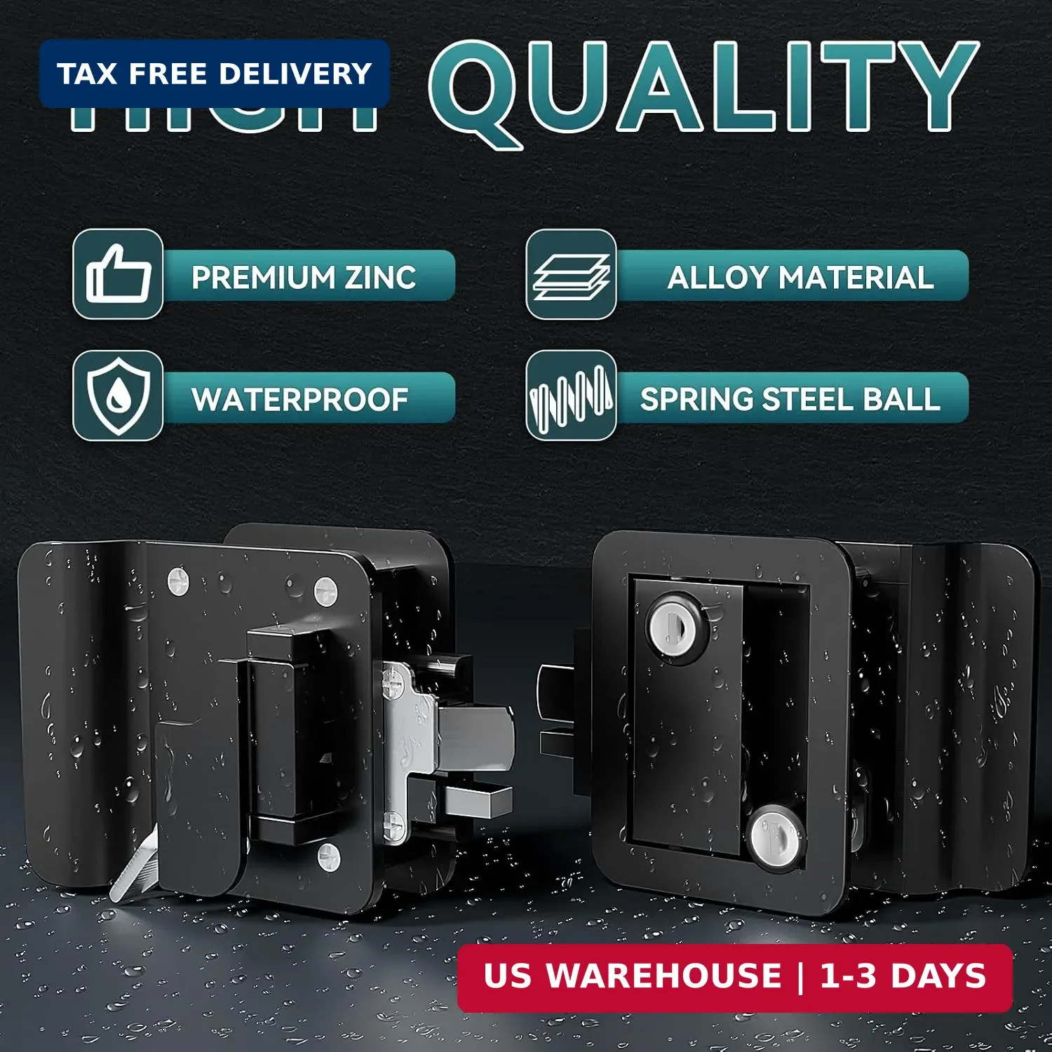 Heavy Duty Full Metal RV Door Lock, Paddle Deadbolt Handle with 2 Keys, Upgraded