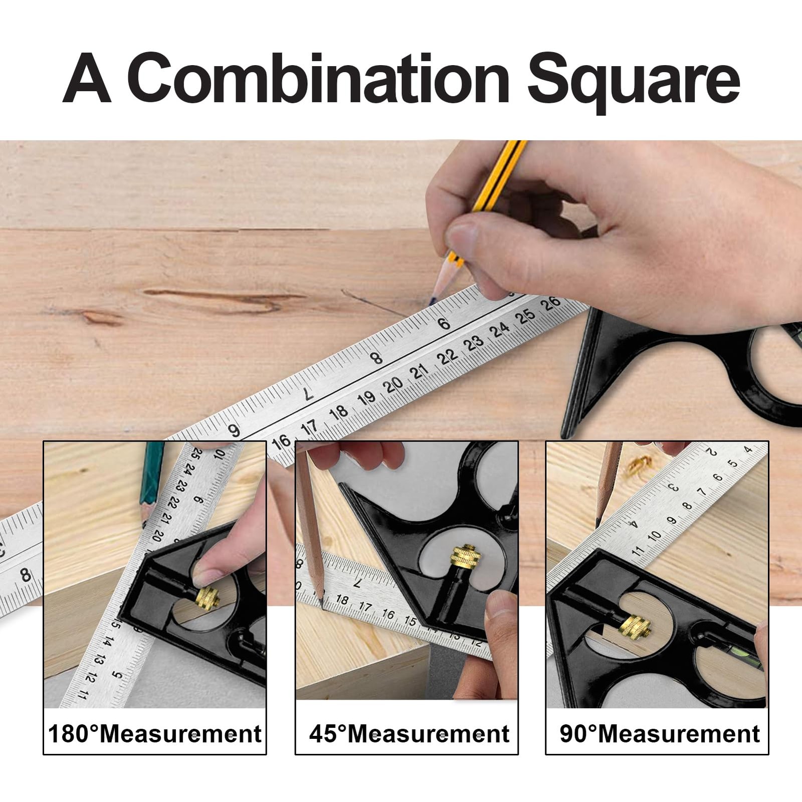 Nortools Combination Square Carpentry Tools with Metal-Body, set 1, Green