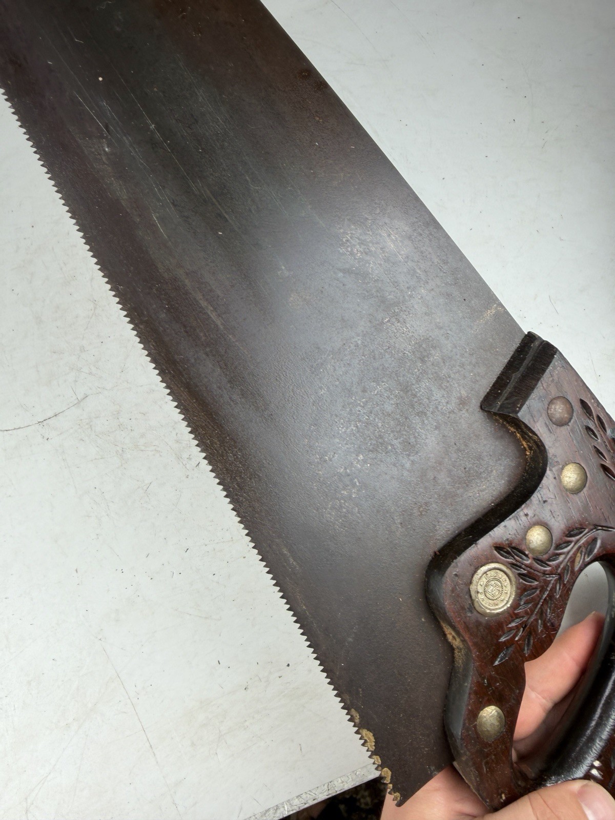 26″ Blade 29.5” OAL Disston Hand Saw D-15 Victory 8 TEETH PER INCH NICE Rosewood