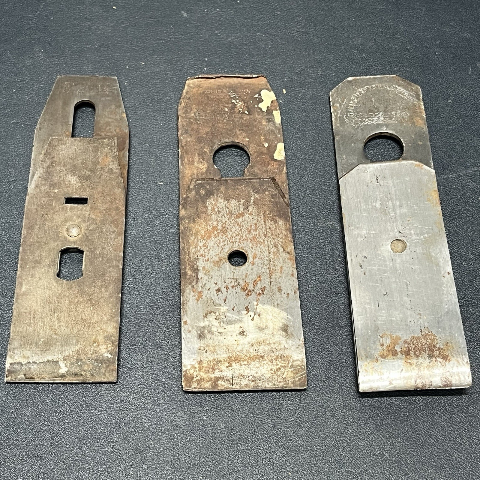 Vintage Wood Plane Blades, Stanley, Ohio Tools, Humphreysville Mfg Lot Of 3.