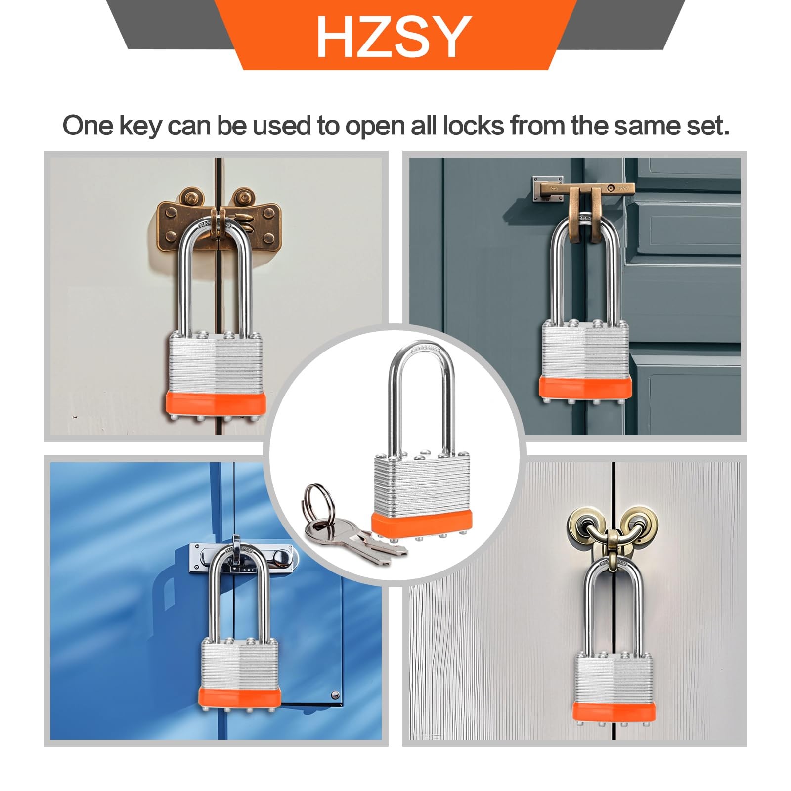 Padlocks Keyed Alike, Pack of 12, Laminated Steel Keyed Lock (1-9/16″, 40mm),…