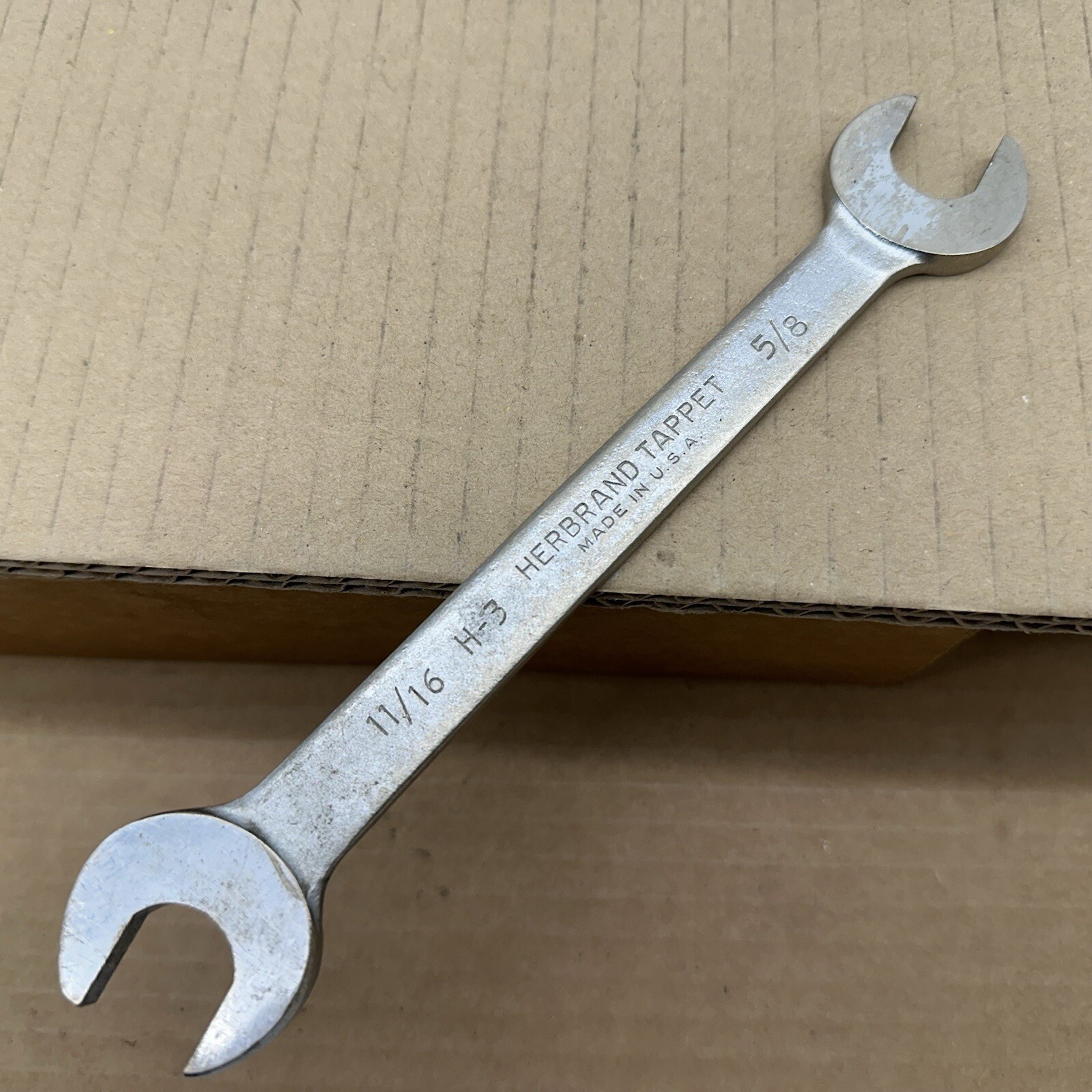 VINTAGE HERBRAND Double Open End Made USA 5/8” x 11/16” TAPPET WRENCH, H-3