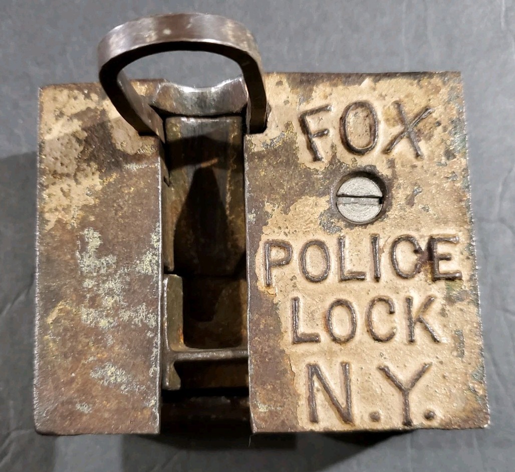 Vintage FOX Police Lock Cast Iron Used