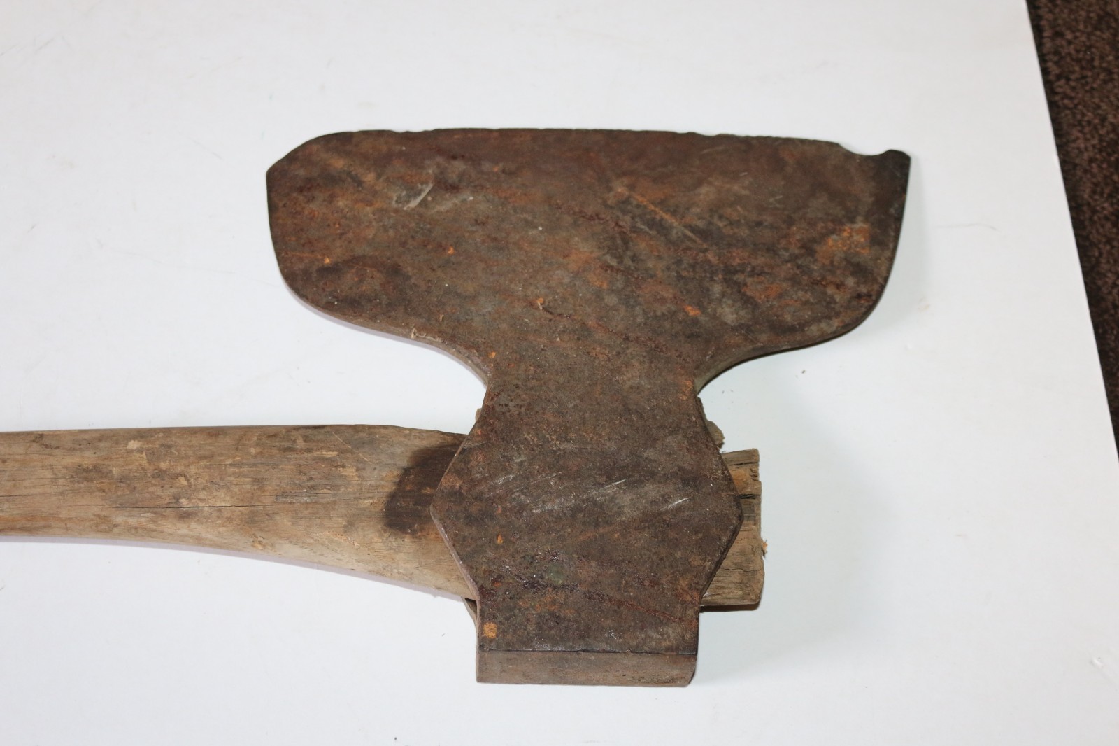 Antique WM. Beatty & Son 10″ broad axe ax w/ wood handle Chester, PA