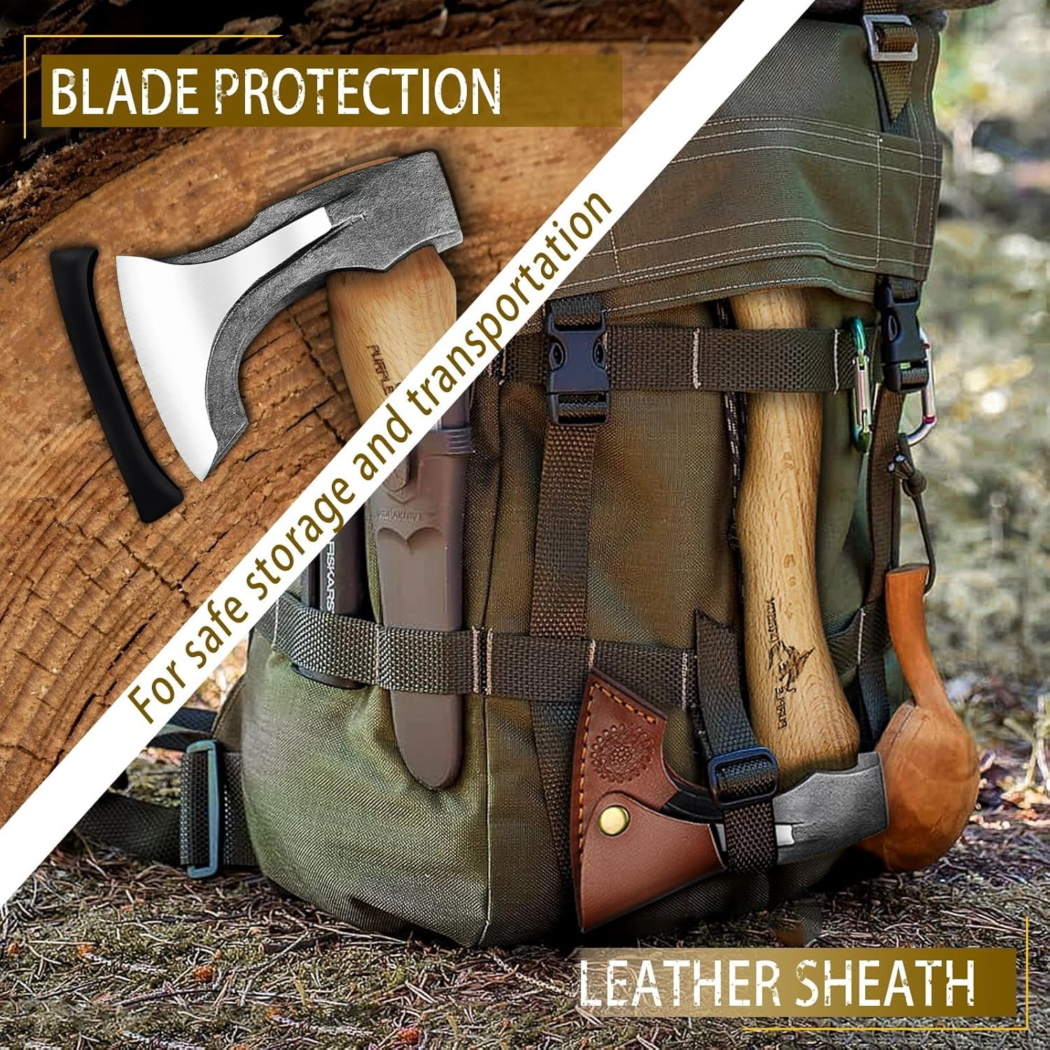 Camping Hatchet 14.7 Inch Hand Forged Splitting Axe – Outdoor Wood Splitting Cho