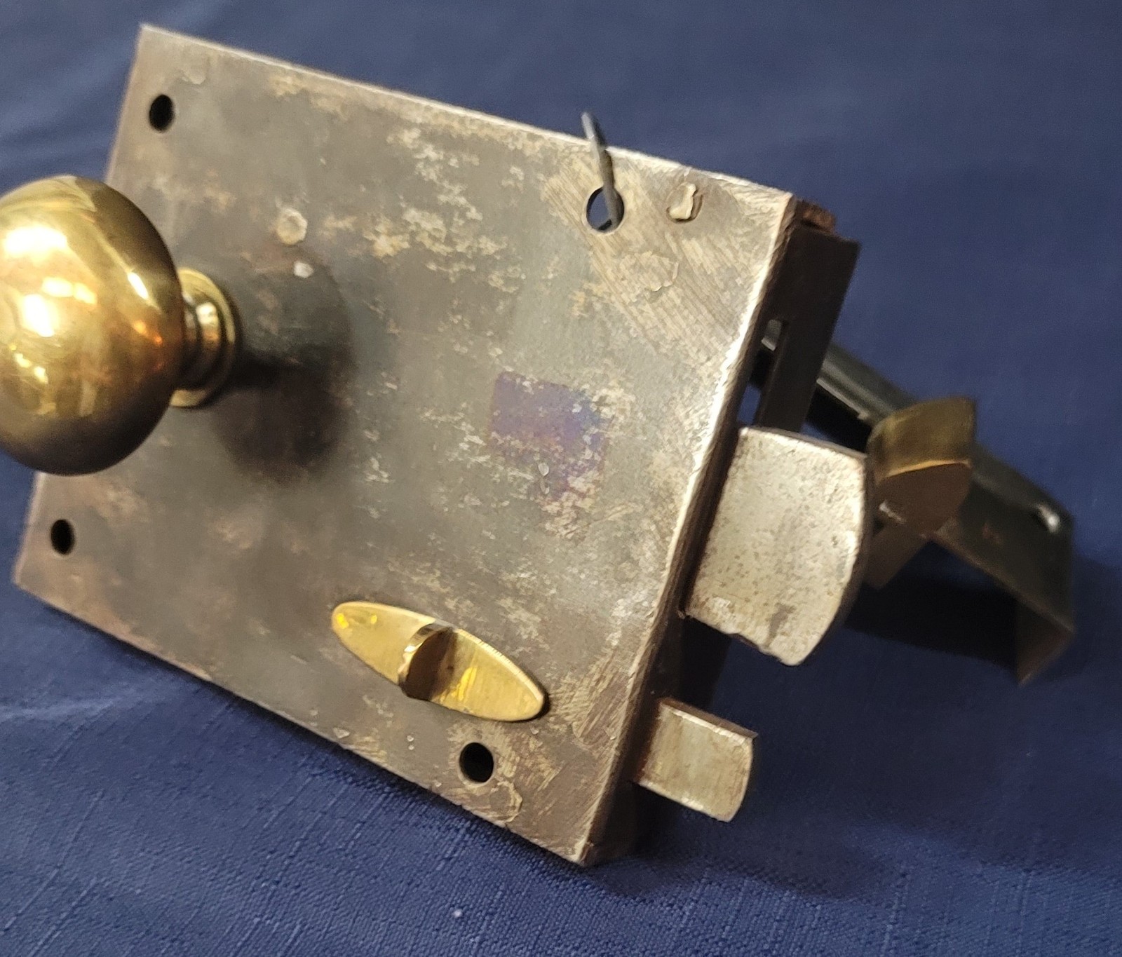 Right Side Iron & Brass Lever Rim Lock with Keeper 4 3/8″ x 3 1/2″ GA243