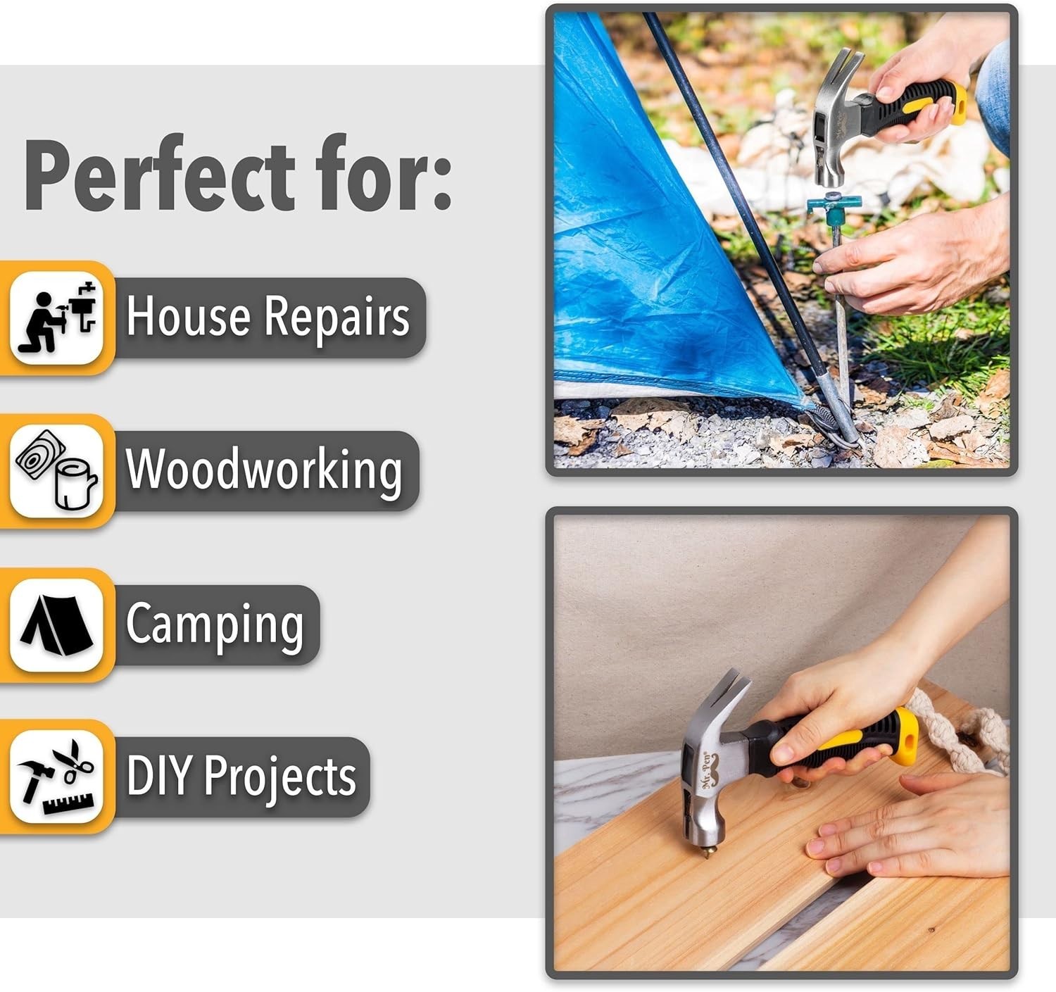 8oz High Density Carbon Steel Claw Hammer – Stylish & Efficient Tool for Women