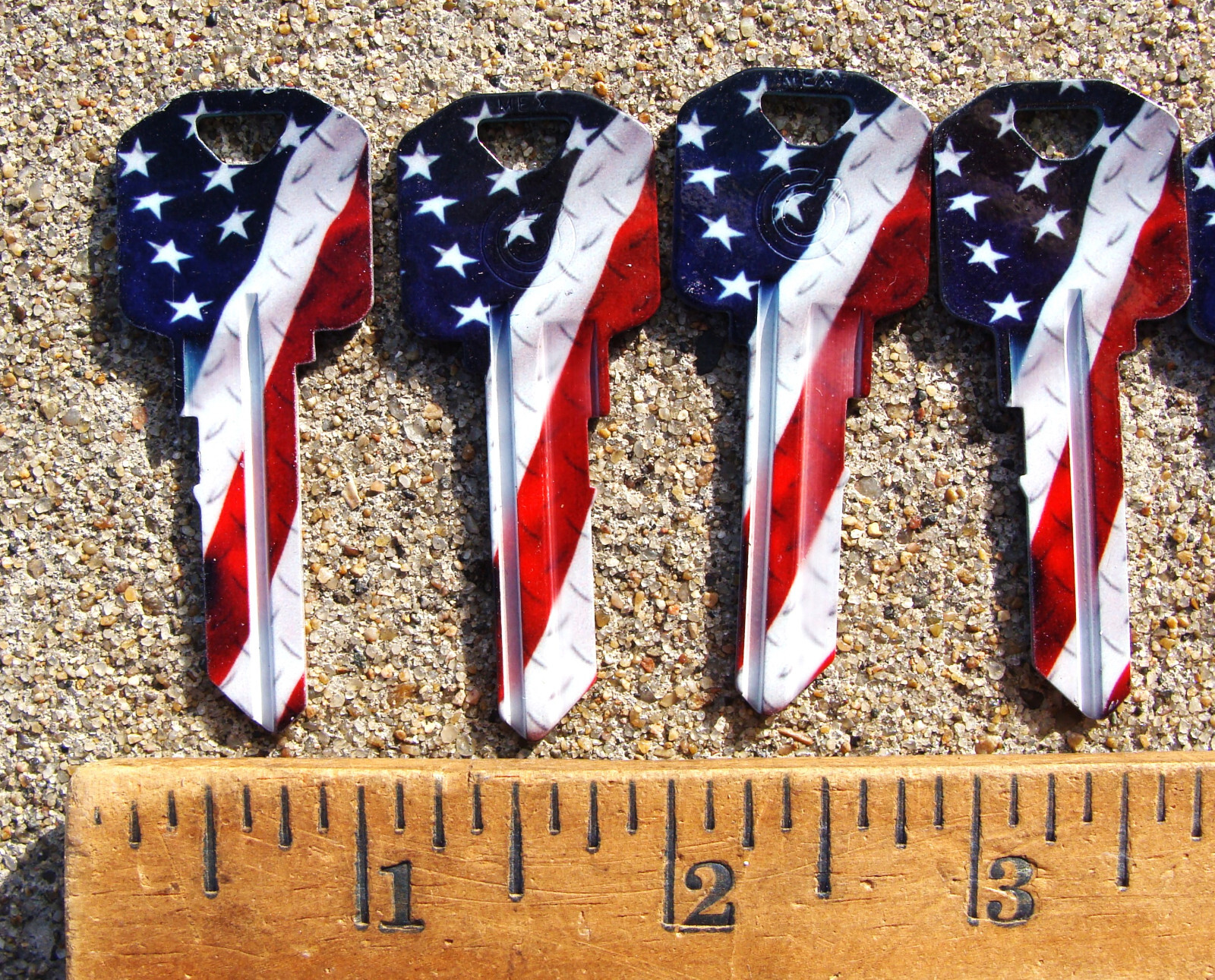10 PATRIOTIC STARS &TRIPES US FLAG KEYS Uncut NEW House Key Blanks America