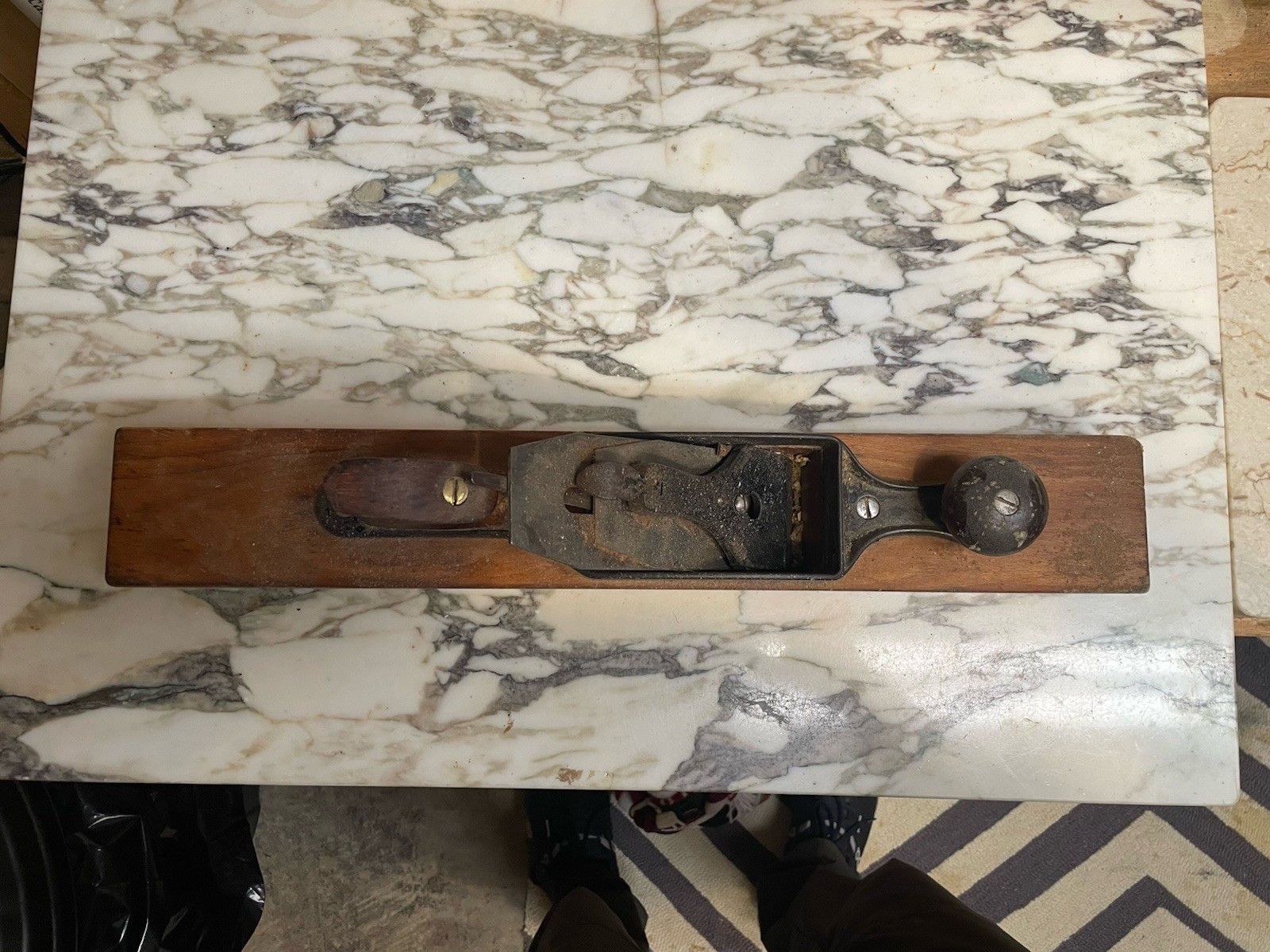 Antique Transitional Wood Bottom Plane, Unbranded, 15″ Long, 2 1/4″ Cutter