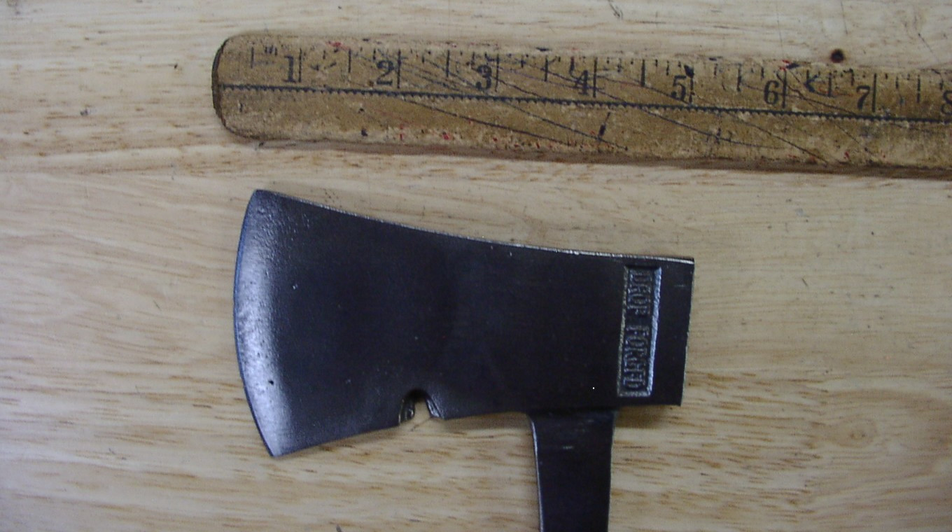 Vntg Unbr. Drop Forged Steel Handle Camp Hatchet,1lb.7.6 oz,Blk Rubber Grip,VGC