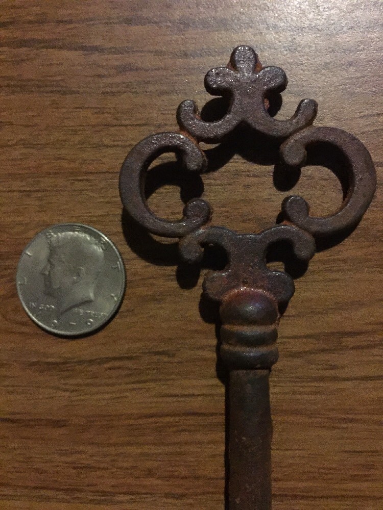 Victorian Master Door Cast Iron Skeleton Key HUGE Cathedral Patina Collector WOW