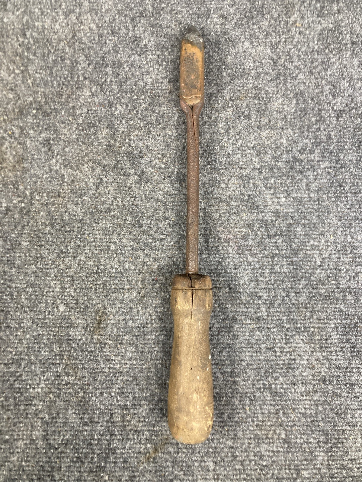Vintage 14″ Long Wood Handle Copper Head Blacksmith Tool Soldering Iron
