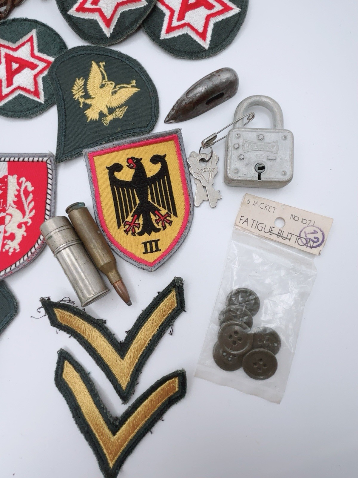 Lot Of Military Patches Locks Keys Vintage Padlock Old Collectibles