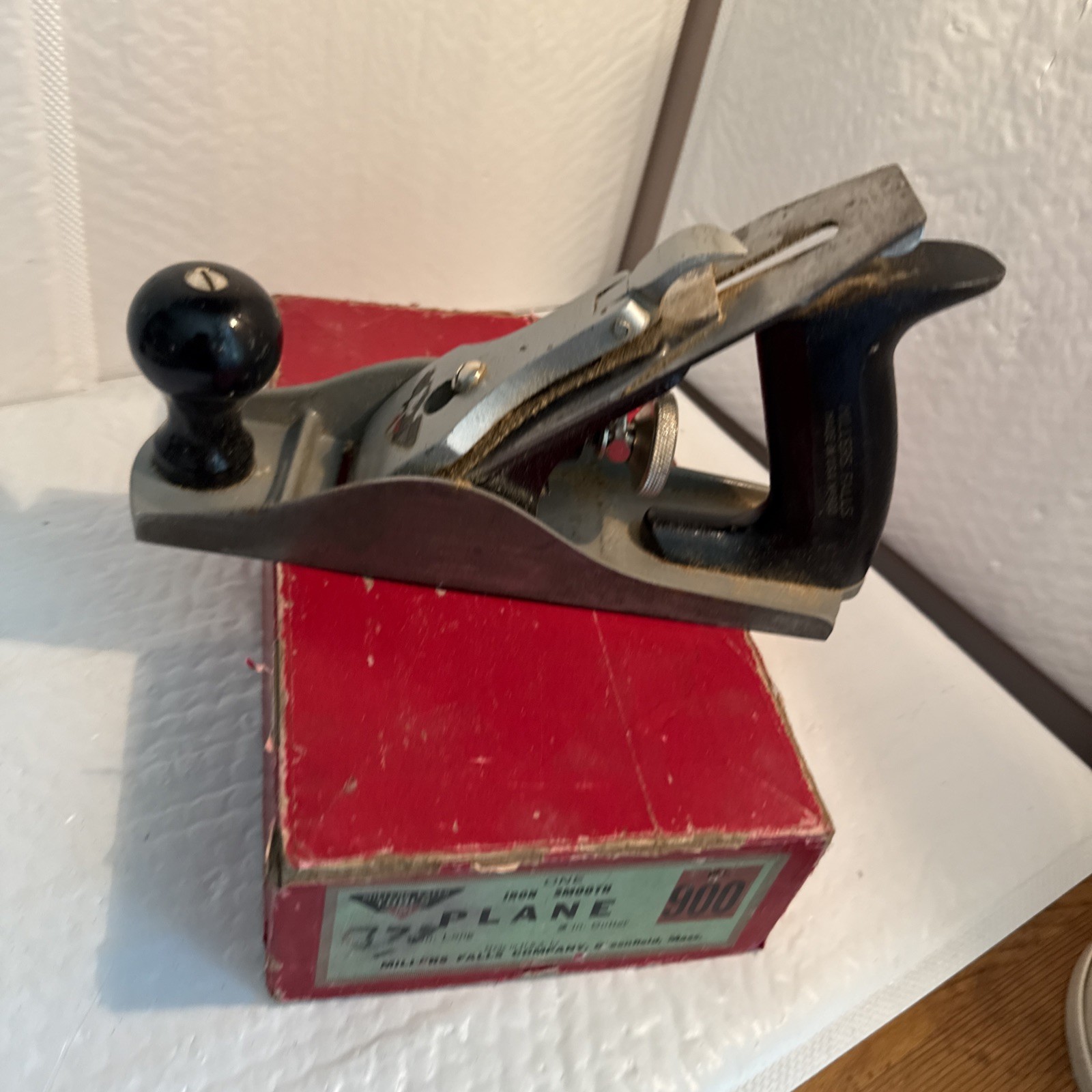 Old Vintage Millers Falls Iron Smooth No.900 Wood Plane with Original Box