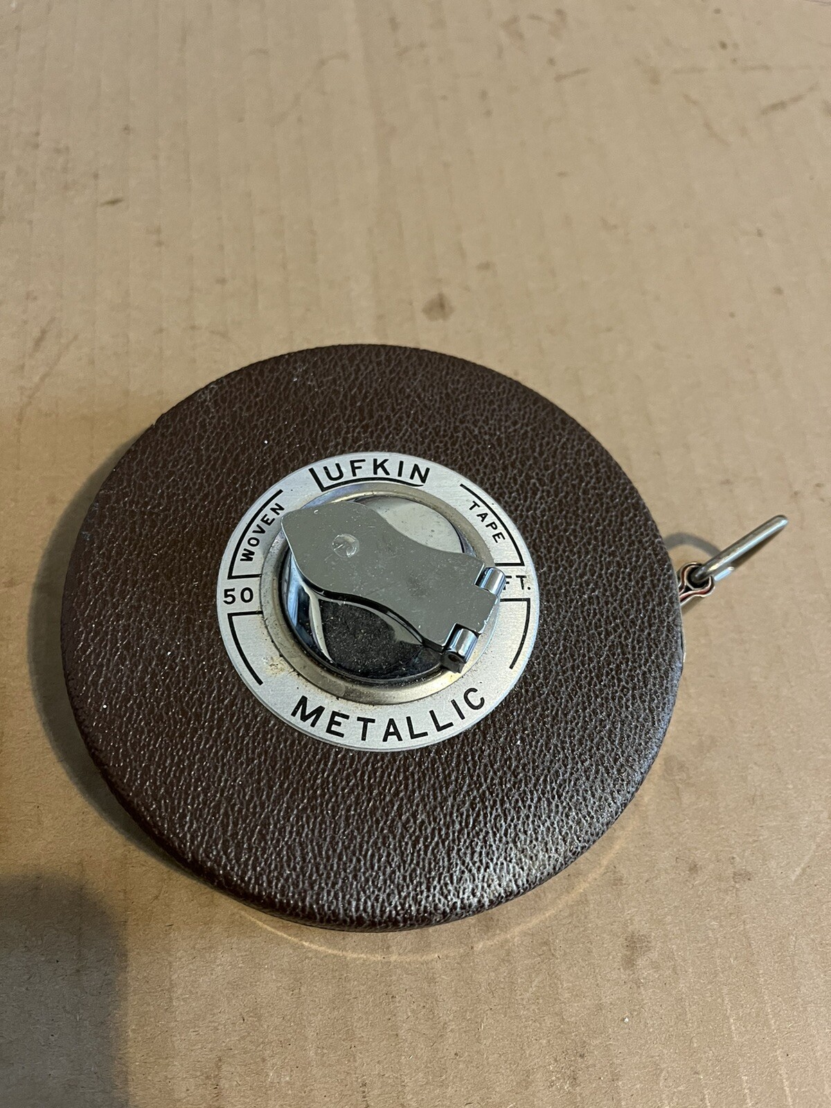 Lufkin Tape Measure 50 ft. Woven Metallic Tape Saginaw Mich. USA Vintage