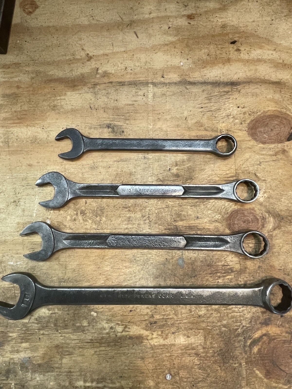 VINTAGE BLUE GRASS and PENENS CORP. Combination Wrenches Lot Of 4