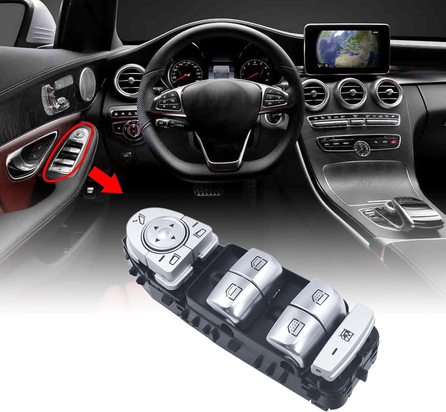 Power Window Switch Button Compatible with Mercedes-Benz C180 C200 C220 C250 C30