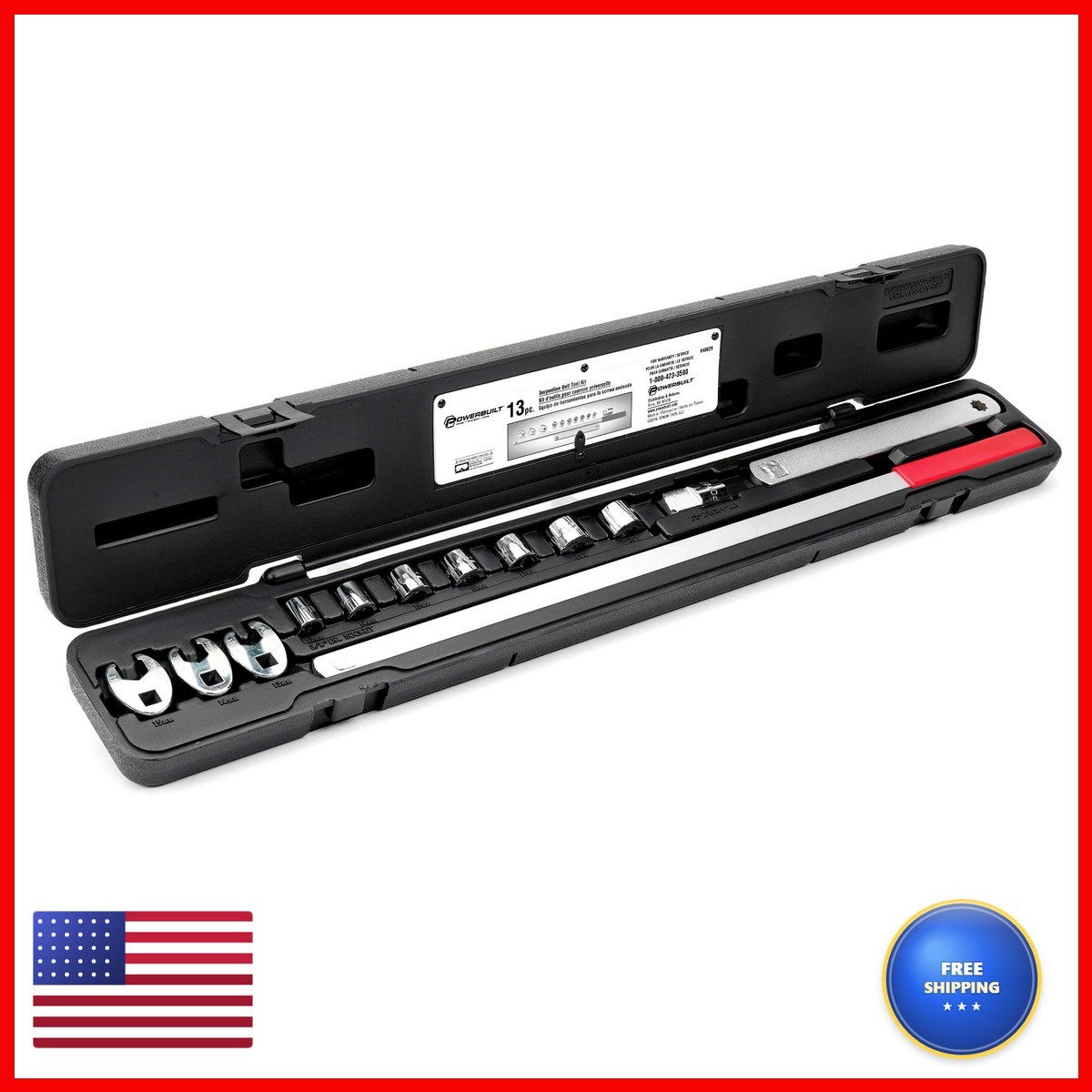 Powerbuilt 648629 Serpentine Belt Tool Set Car Vehicle Spring-Loaded – Silver
