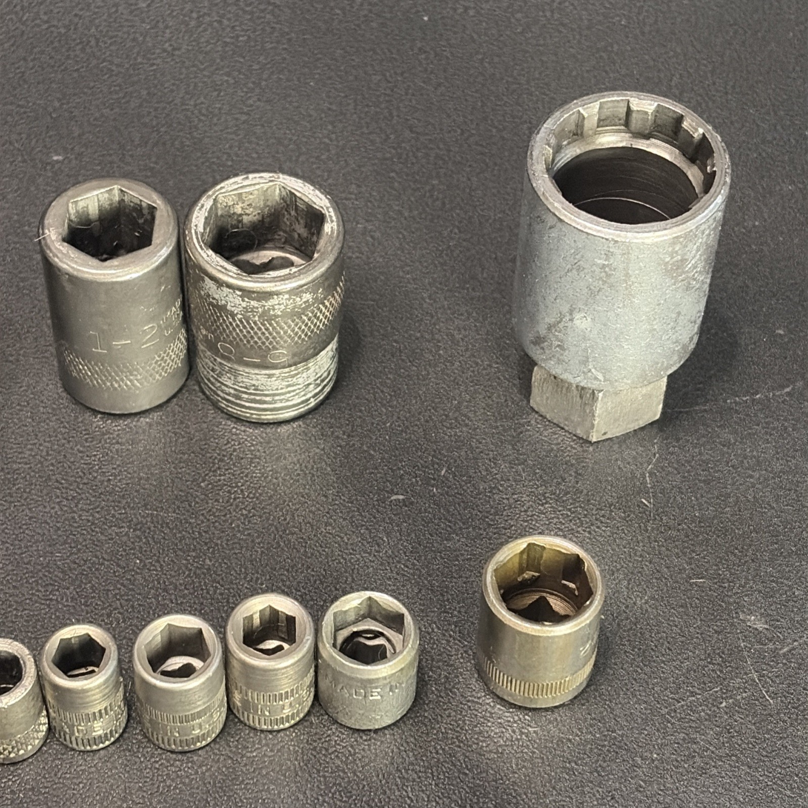Lot Of 30 Vtg Assorted Hex Drive Sockets Wood Handle driver, Indestro, Ratchet