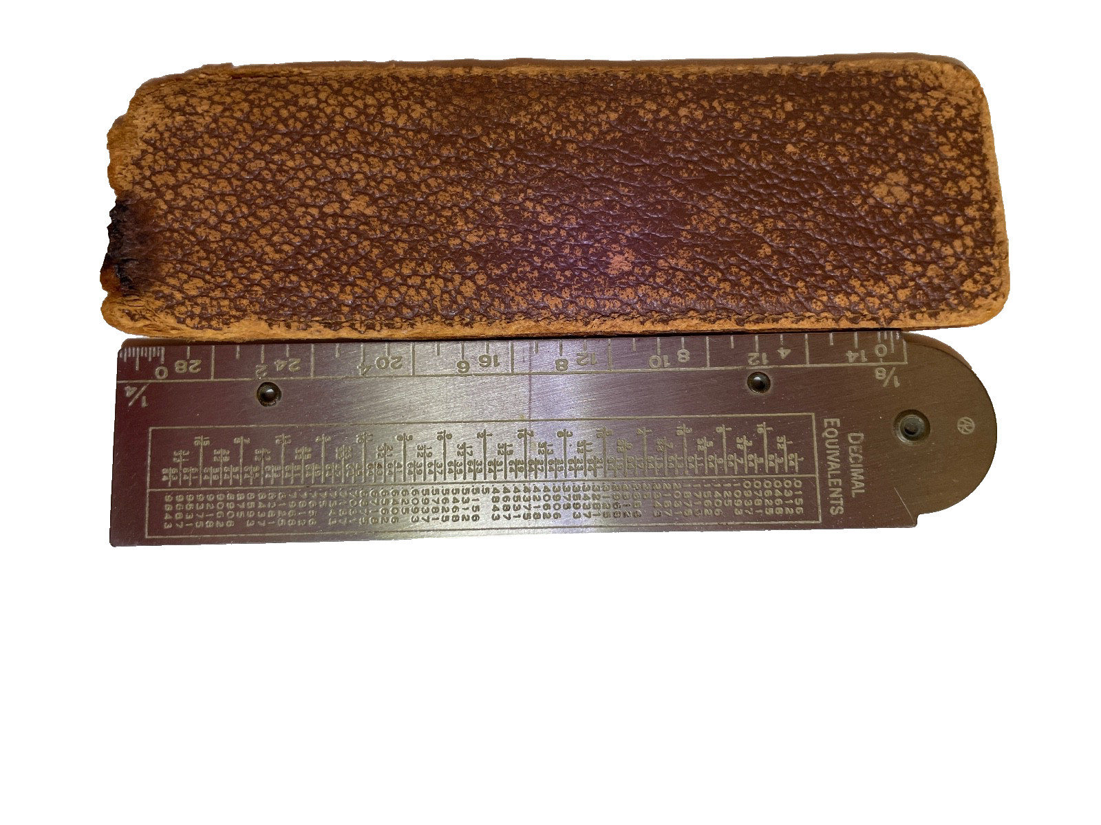 Vintage “The Executive Pocket Pal” Folding Ruler & ADVERTISING on Leather Case