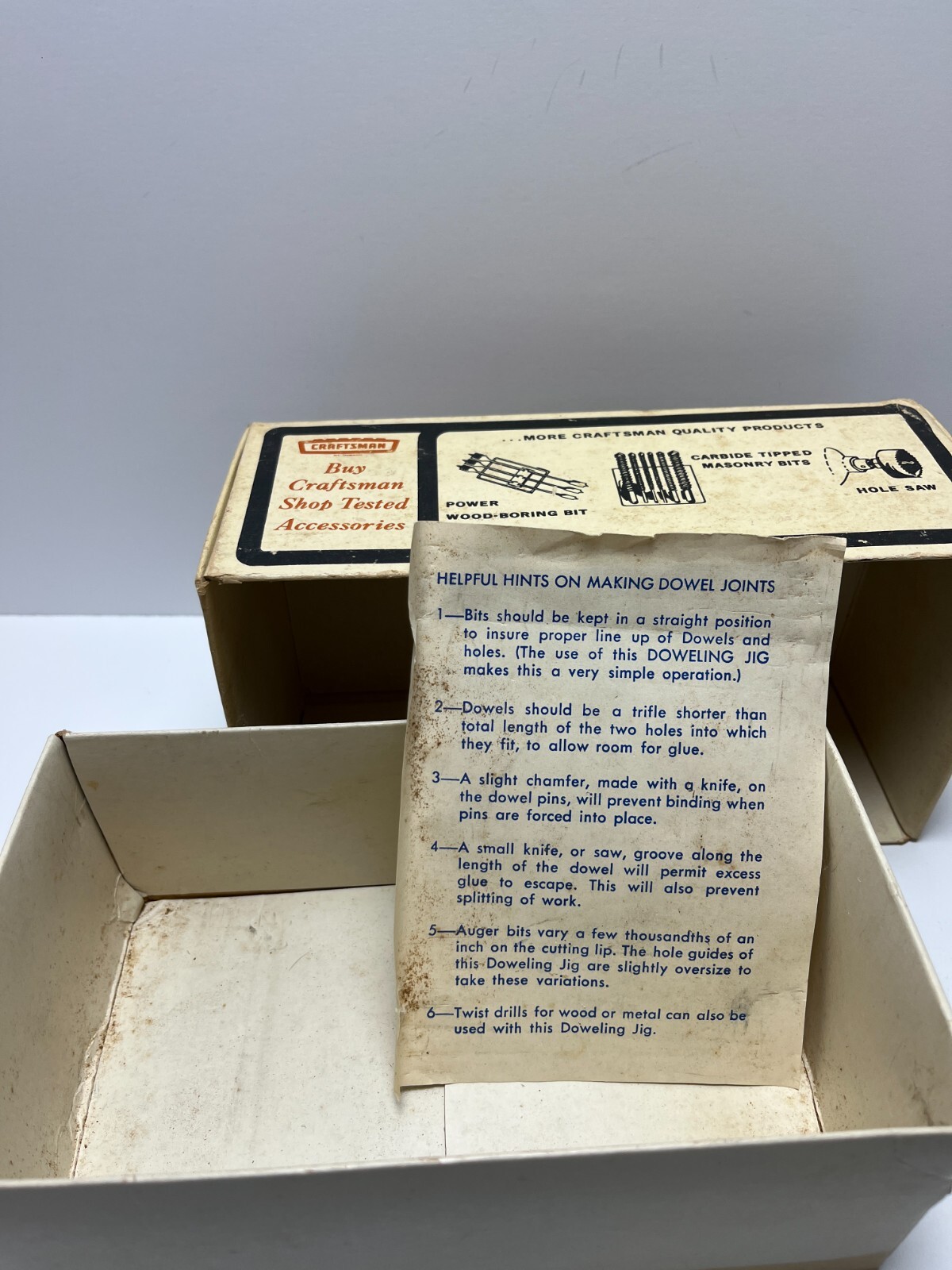 Vintage Sears Craftsman 9-4186 Doweling Jig Sizes USA 3/16″ to 1/2″ in orig. box