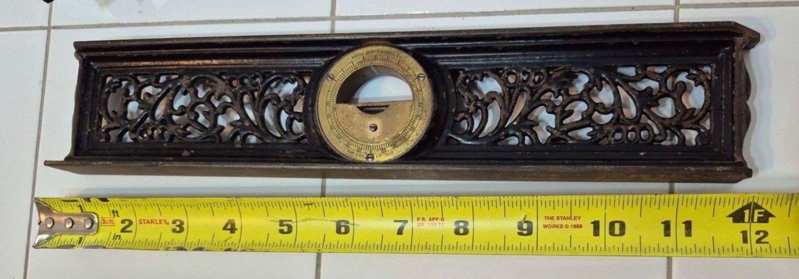 Antique Davis Level & Tool Co. Ornate Level 1867 Cast Iron 12” Rare!