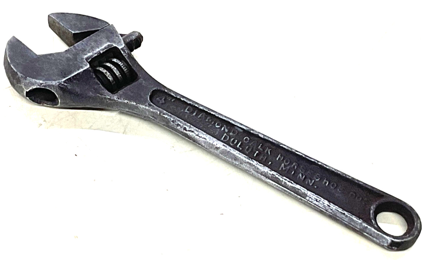 VINTAGE DIAMOND CALK HORSESHOE CO. 4” ADJUSTABLE WRENCH, DULUTH, MINN USA