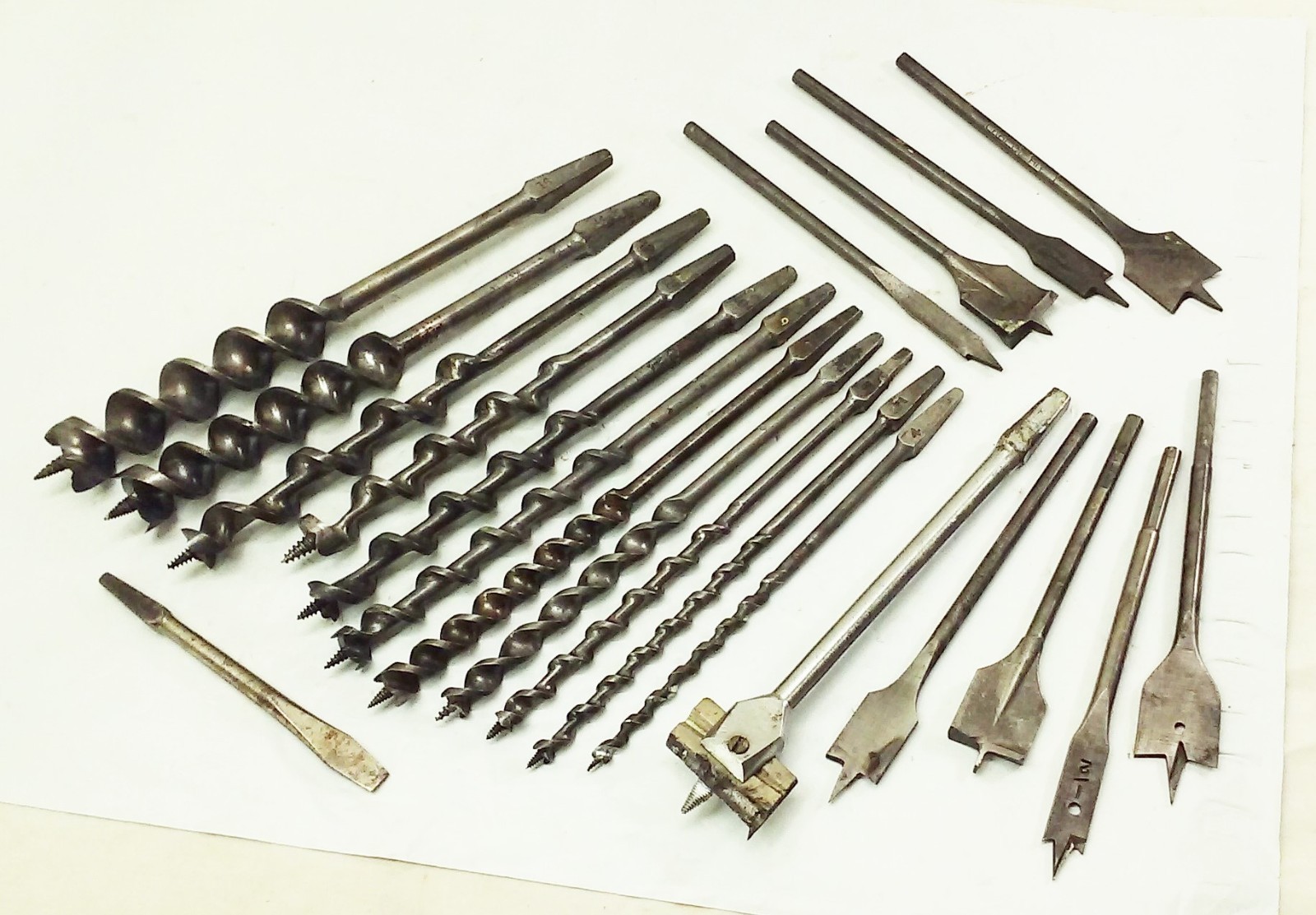 Vtg bit brace hand drill auger bit 4-12 14 16 set lot woodworking Irwin