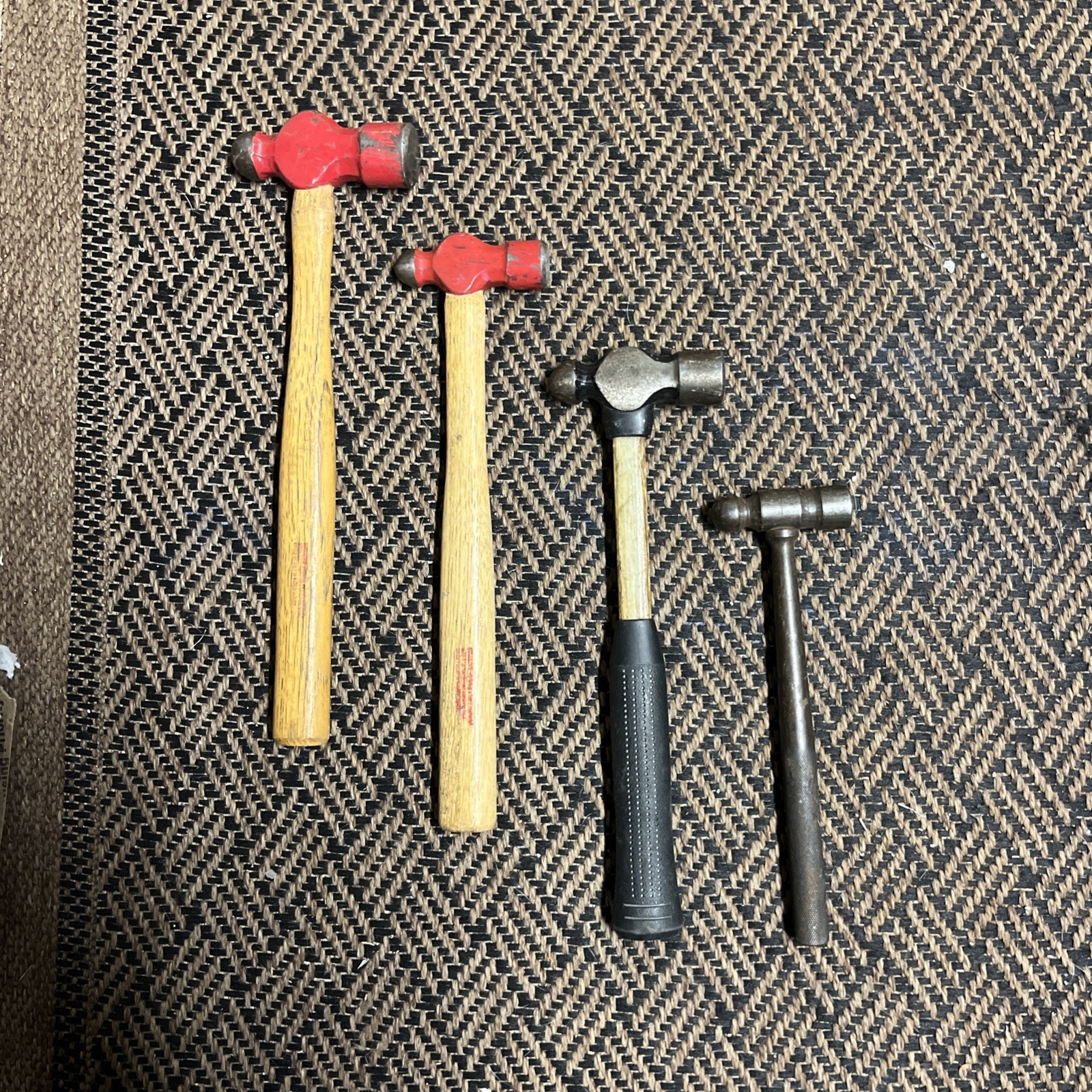 4 Vintage SK and Channel lock ball peen hammers 12 16 & 24oz
