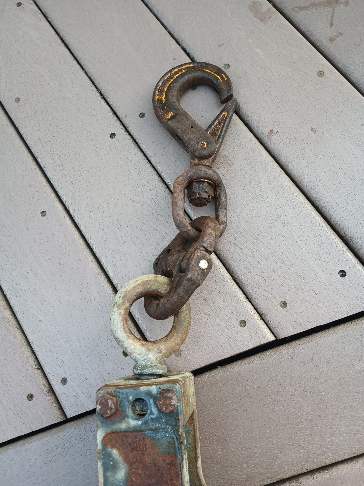 Vintage Crosby Western Industrial Snatch Block Pulley 5 MB 5 Tons W Hook 30 lbs.