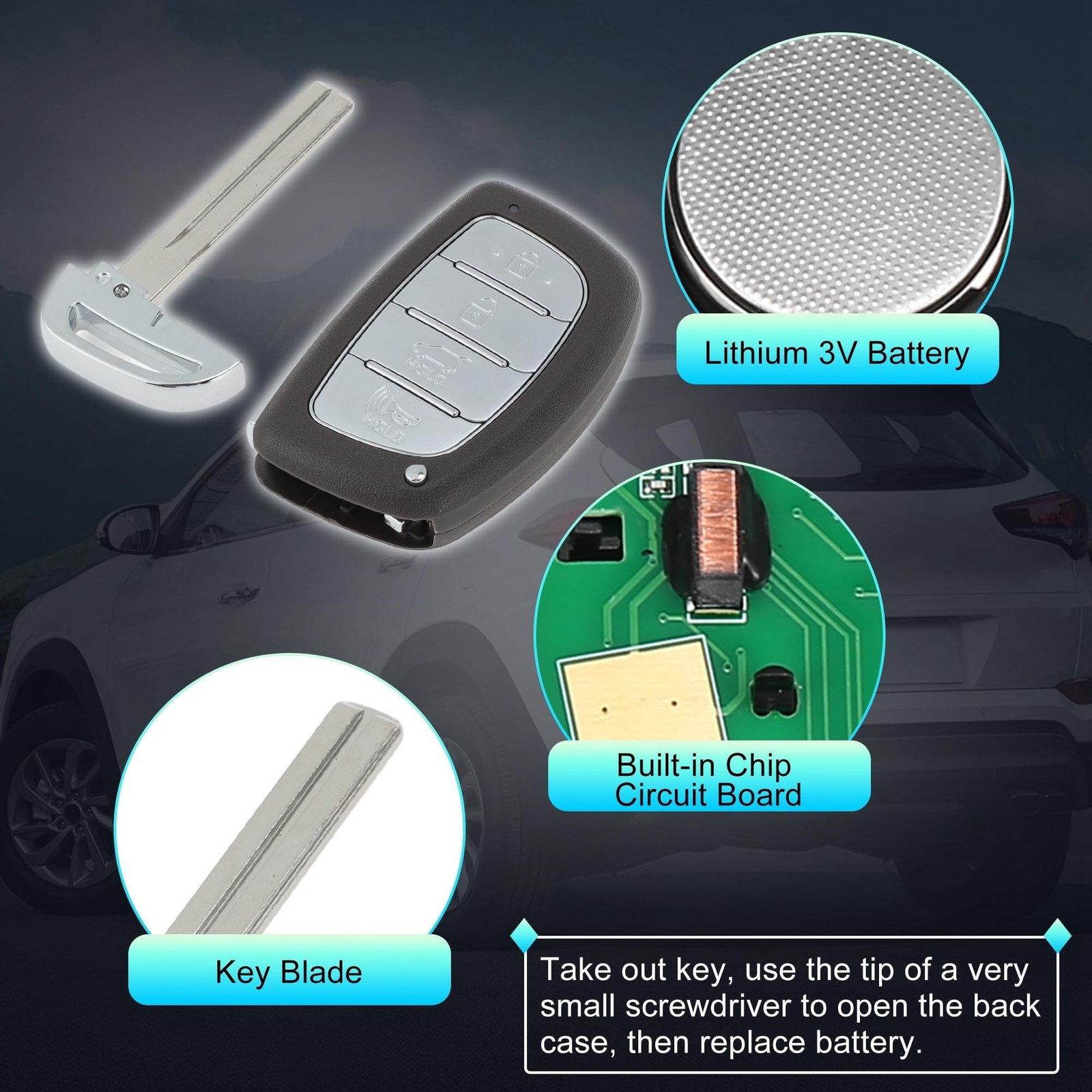 X AUTOHAUX TQ8-FOB-4F07 434 MHz Replacement Keyless Entry Remote Smart Key Fo…