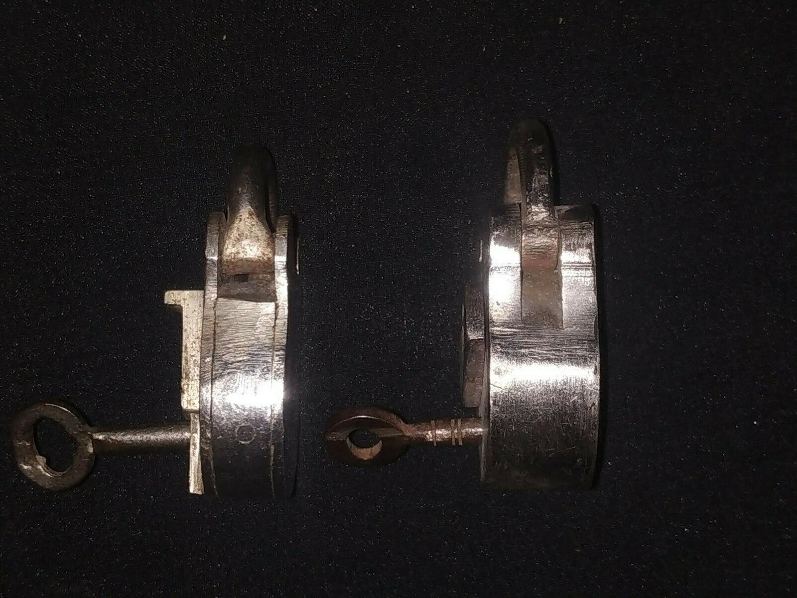 Vintage Indian Pair Of Pad Locks Brass Silver Plated Hopps & CO Patent Regd Mark